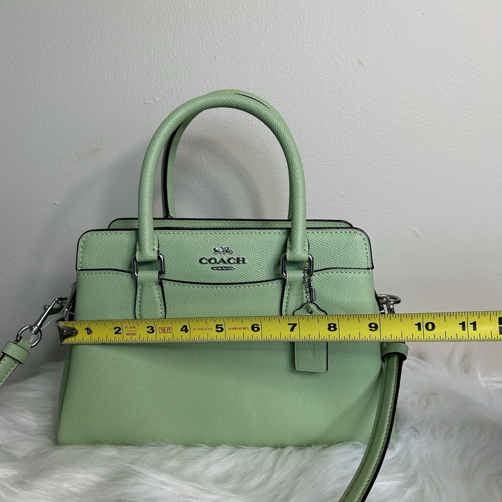 Coach Mini Darcie Carryall Pistachio Green Crossgrain Leather Satchel Excellent - Picture 11 of 14